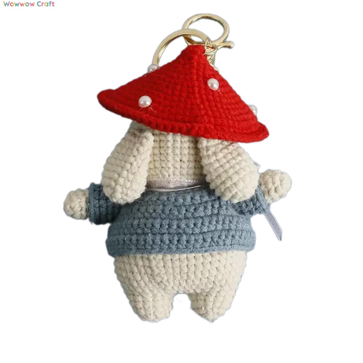Pendants,Crochet Doll,Cute Hand-crocheted Mushroom Rabbit Doll - Hand-crocheted Pendant Keychain